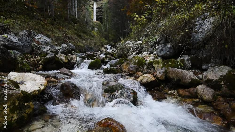 Water flowing from Pericnik waterfall in Slovenia Julian Alps Water flowing from Pericnik waterfall in Slovenia Julian Alps