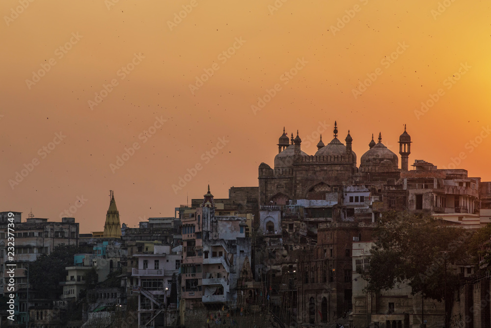 Aurangzebs Mosque or Alamgiri Mosque was built in the 17th century by Aurangzeb over the ruins of a Hindu temple. Built on the waterfront of the River Ganges in Varanasi in northern India