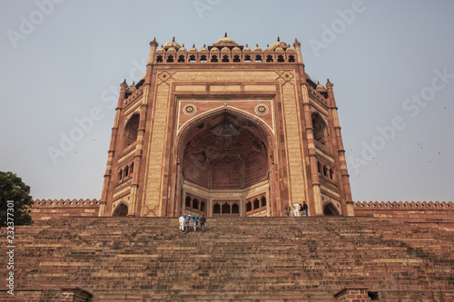 An unidentified group of tourists enter the Buland Darwaza. Buland Darwaza is the largest of gateways in the world
