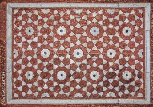 Beautiful marble carvings on Akbar's Tomb temple, Agra, India photo