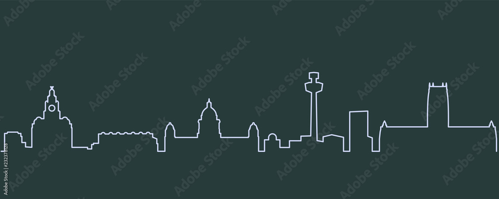 Naklejka premium Liverpool Single Line Skyline