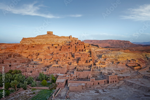 Morocco - Draa-Tafilalet - Ancient fortress  ksar  Ait Benhaddou between desert and mountains  UNESCO world heritage site