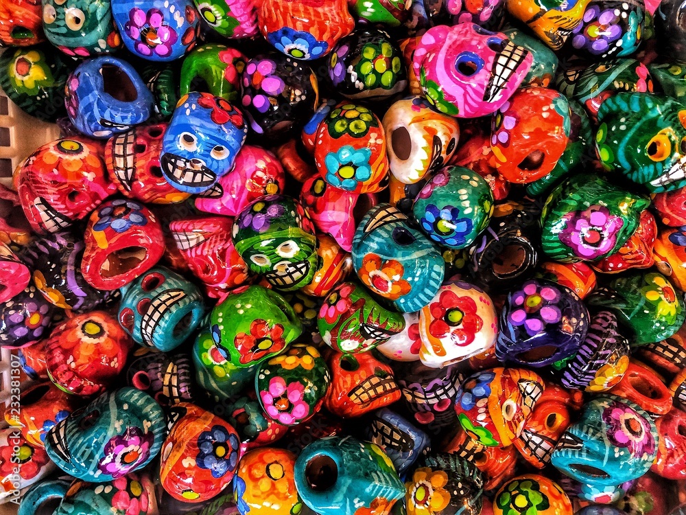 Colorful Candy Skulls in Mexico