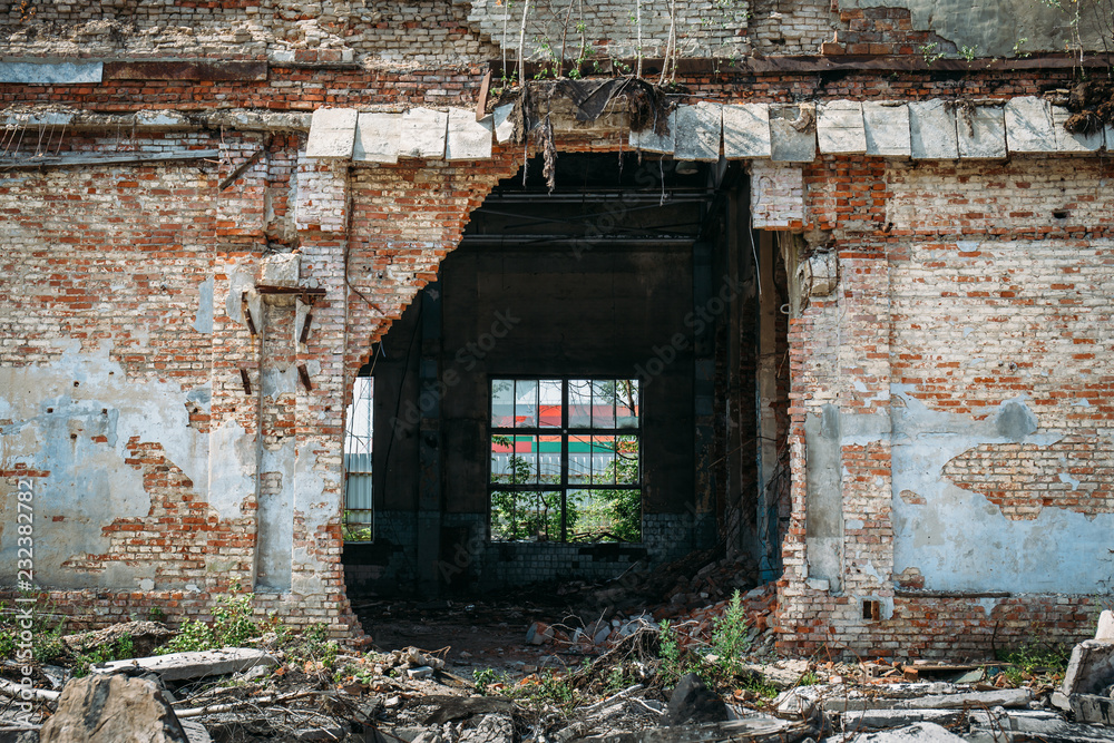 Earthquake or war aftermath or hurricane or other natural disaster, broken ruined buildings, pills of concrete garbage Earthquake or war aftermath or hurricane or other natural disaster, broken ruined buildings, pills of concrete garbage