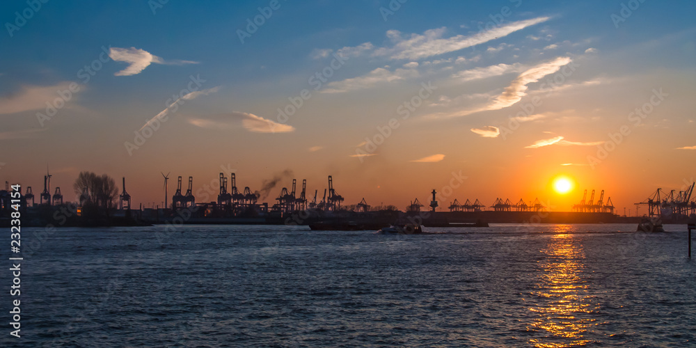 Hafen, Hamburg, Sunset