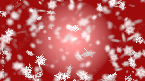 Christmas and new year's eve holidays background of white winter snowflake 3D render.