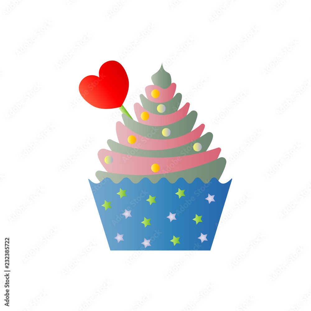 Delicious cupcake in a cup. Close-up. Vector image. Delicious cupcake in a cup. Close-up. Vector image.