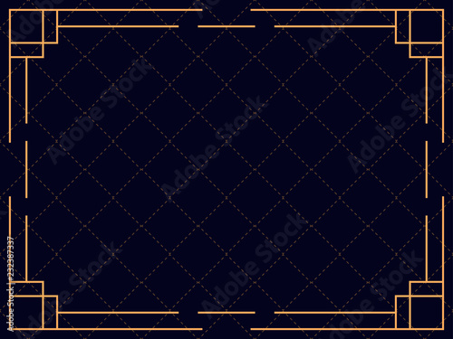 Art deco frame. Vintage linear border. Design a template for invitations, leaflets and greeting cards. The style of the 1920s and 1930s. Vector illustration
