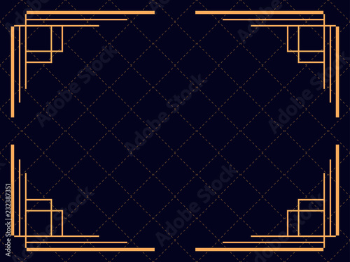 Art deco frame. Vintage linear border. Design a template for invitations, leaflets and greeting cards. The style of the 1920s and 1930s. Vector illustration