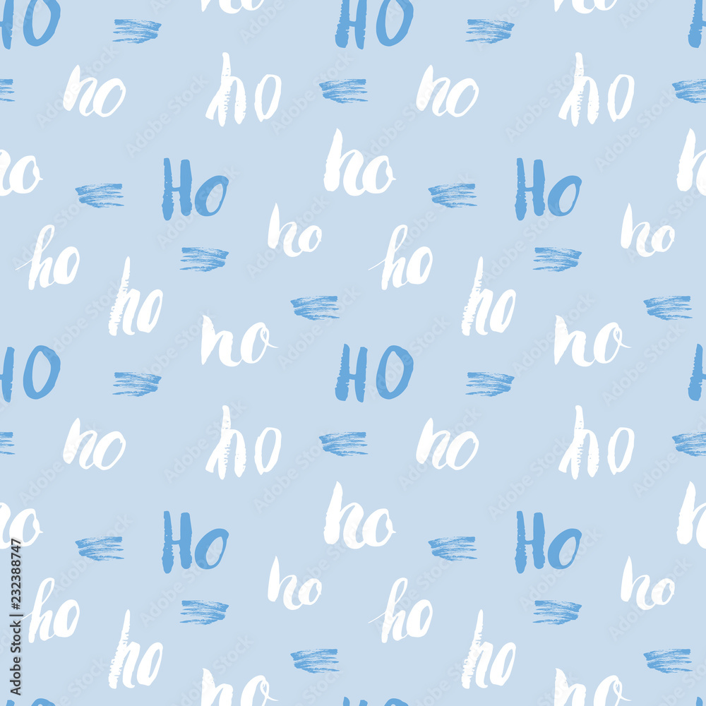 New Year and Christmas seamless pattern, with Ho Ho Ho hand drawn letters, retro, vintage Seamless Pattern. Background Vector Illustration.