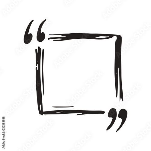 Quote box or quotation frame hand drawn sketch doodle vector illustration, isolated on white background
