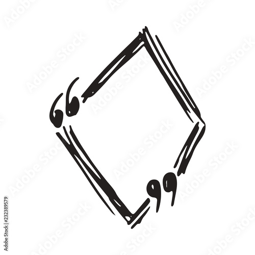 Quote box or quotation frame hand drawn sketch doodle vector illustration, isolated on white background