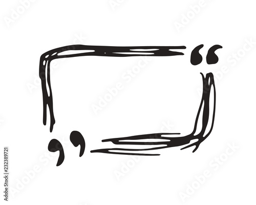 Quote box or quotation frame hand drawn sketch doodle vector illustration, isolated on white background