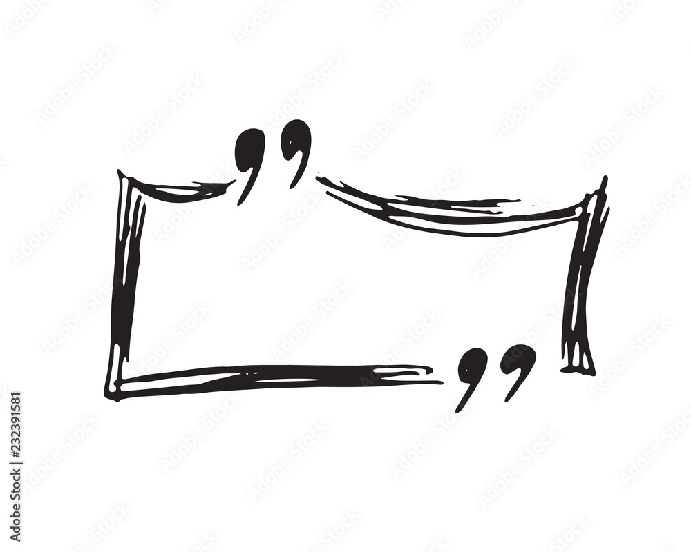 Fototapeta premium Quote box or quotation frame hand drawn sketch doodle vector illustration, isolated on white background