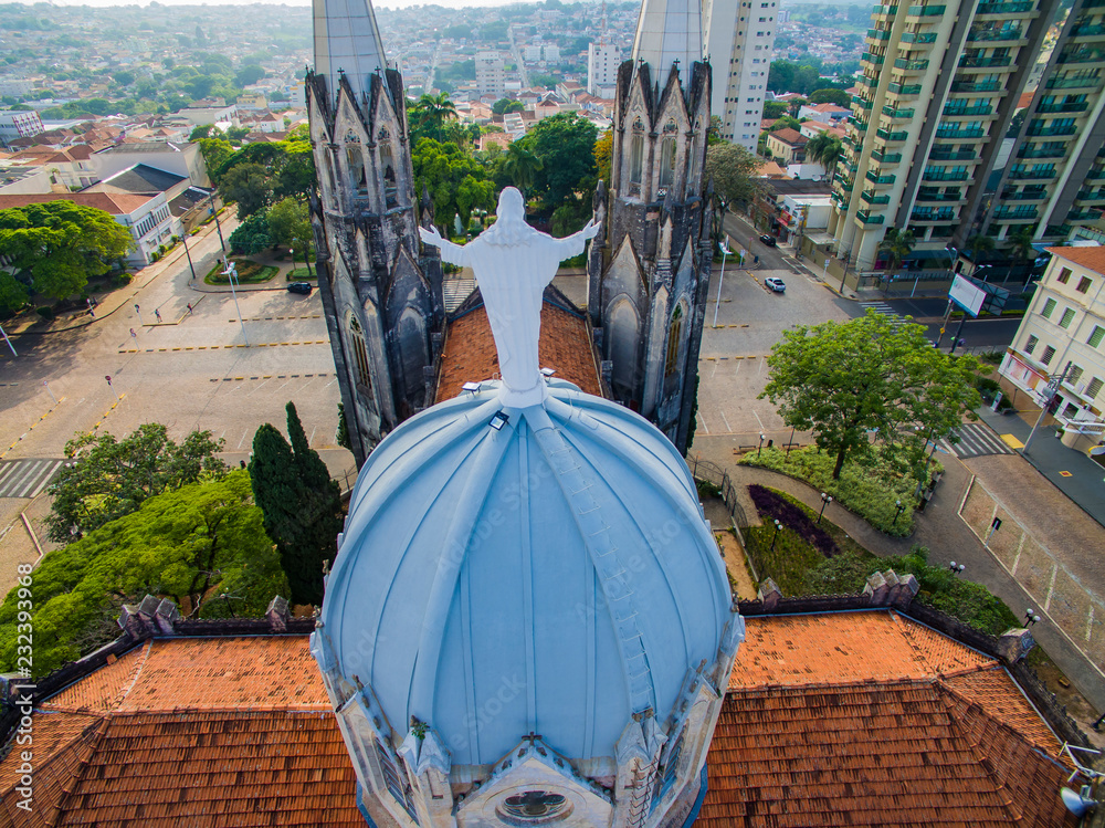 Statue of Jesus Christ on top of the Catholic Church, Cathedral of Sant ...