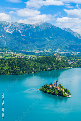 Lake Bled panorama of the Slovenia icon