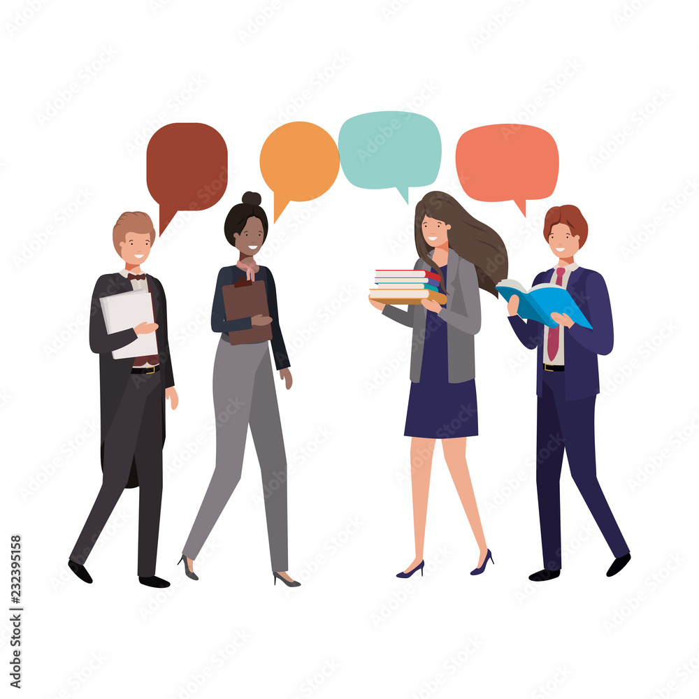 group of people business with speech bubble