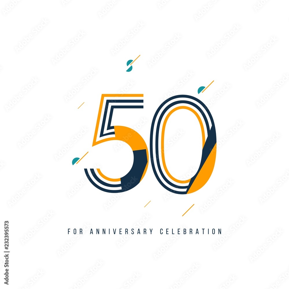 50 Year Retro Anniversary Celebration Vector Template Design Illustration