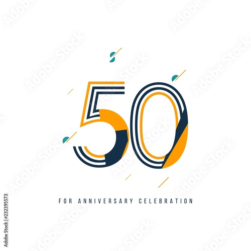 50 Year Retro Anniversary Celebration Vector Template Design Illustration