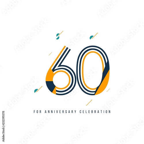 60 Year Retro Anniversary Celebration Vector Template Design Illustration