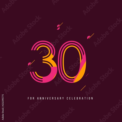 30 Year Retro Anniversary Celebration Vector Template Design Illustration