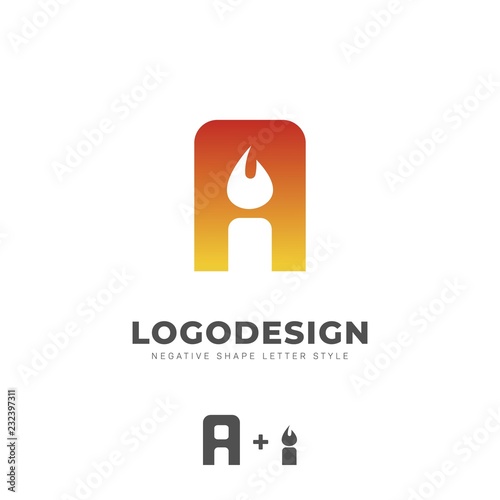 Letter A with hidden i lighter candle silhouette shape logo icon symbol