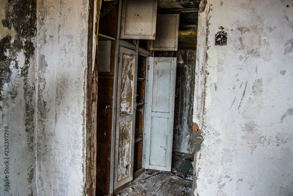 Interior of an old destroyed house