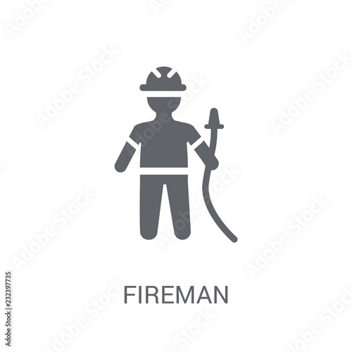 Fireman icon. Trendy Fireman logo concept on white background from Professions collection