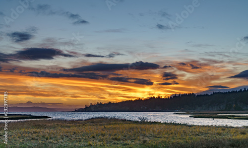 Sunset at Lynch Cove Wetlands Washington State