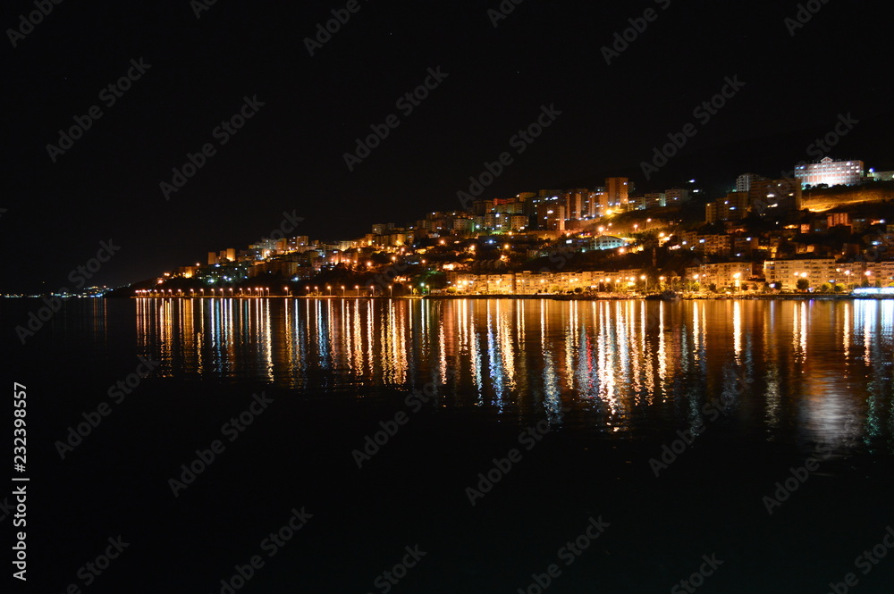  island at night and reflection