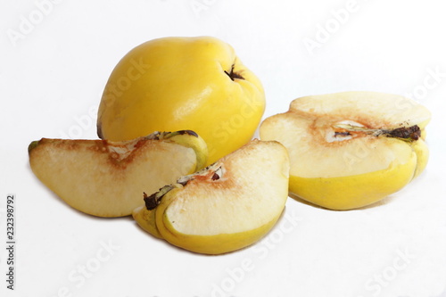 ripe quince without pesticides and slices