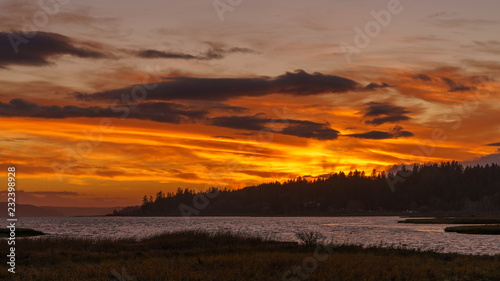 Sunset at Lynch Cove Wetlands Washington State © John