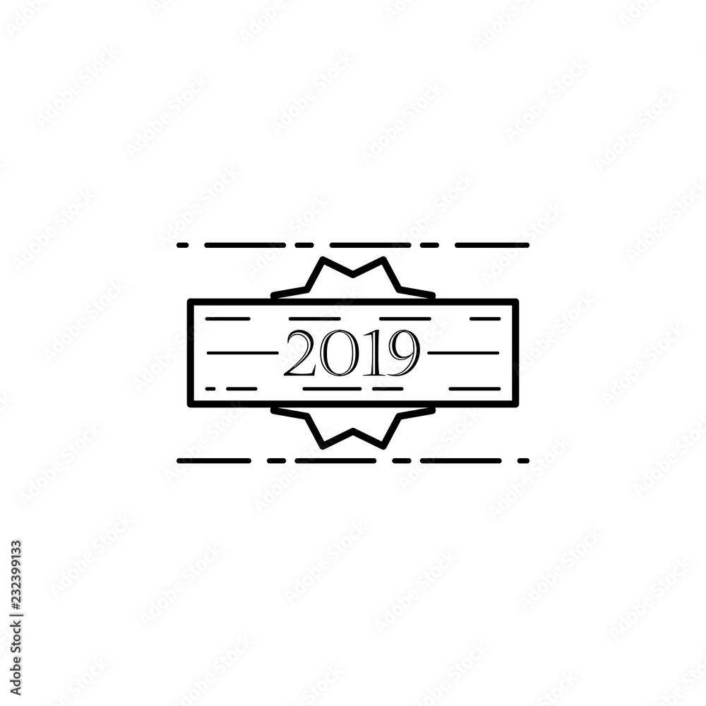 2019 Stamp icon. Element of happy new year icon for mobile concept and web apps. Thin line 2019 Stamp icon can be used for web and mobile
