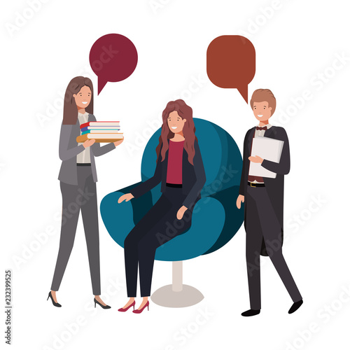 group of people business with speech bubble