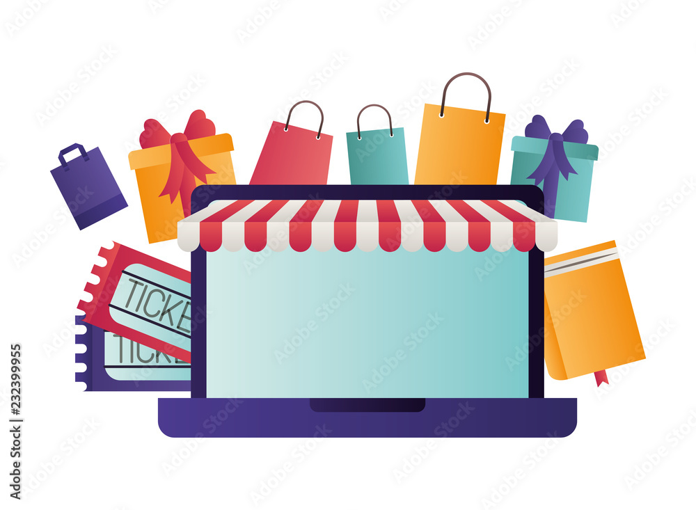 laptop with tent and gift bags laptop with tent and gift bags