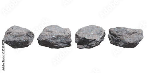  rocks set isolated on white background.