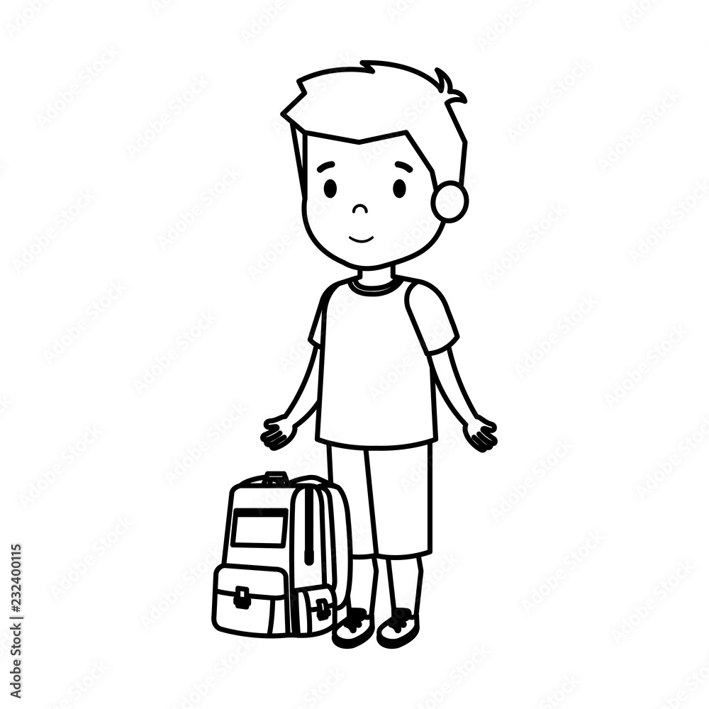 little boy with schoolbag character