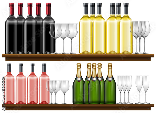 Set of different wine