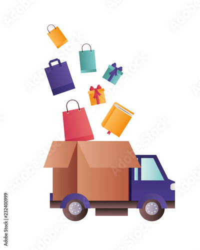 car carrying gift box isolated icon