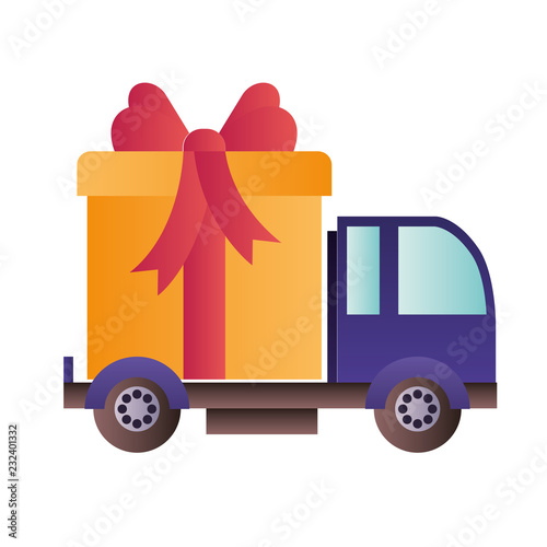 car carrying gift box isolated icon