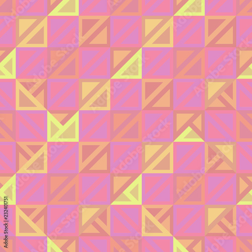 Girly geometric abstract seamless pattern multicolor background with pinky colors. Vector illustration for fashion wrapping and textile print.