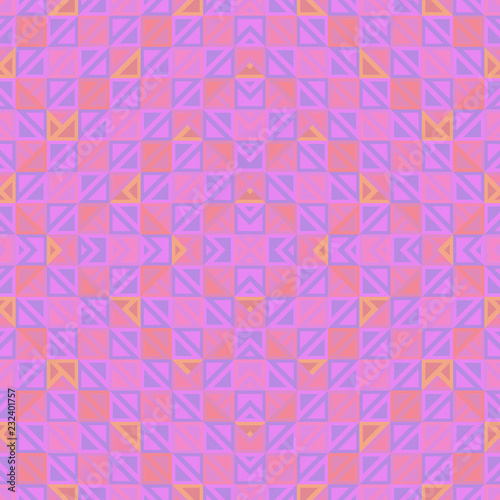 Girly geometric abstract seamless pattern multicolor background with pinky colors. Vector illustration for fashion wrapping and textile print.