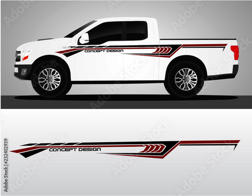 Vinyls sticker Decals for Car truck mini bus modify Motorcycle. Racing Vehicle Graphics kit isolated vector design race Elegant stripes modern red technology background for wrap