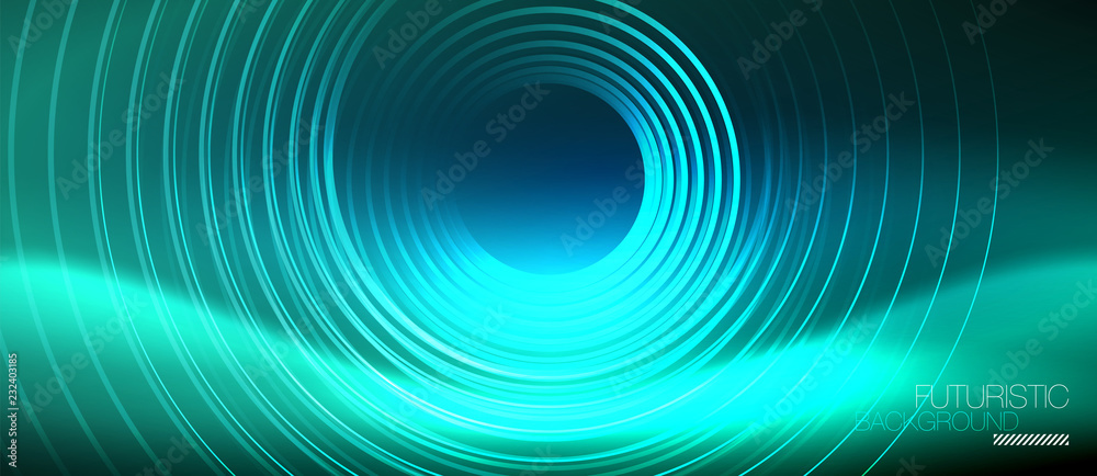 Neon glowing circles background Neon glowing circles background