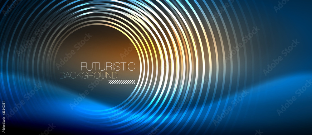 Neon glowing circles background Neon glowing circles background