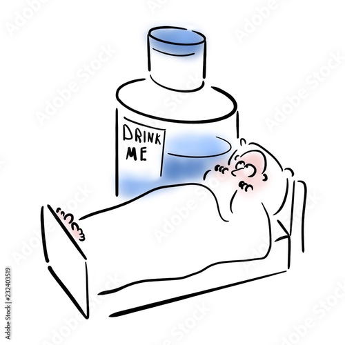 Man is afraid of big bottle