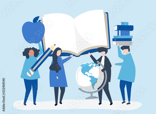 People with education related icons