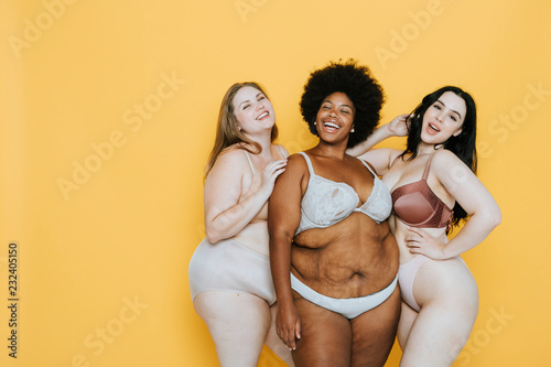 Beautiful curvy women with good body image