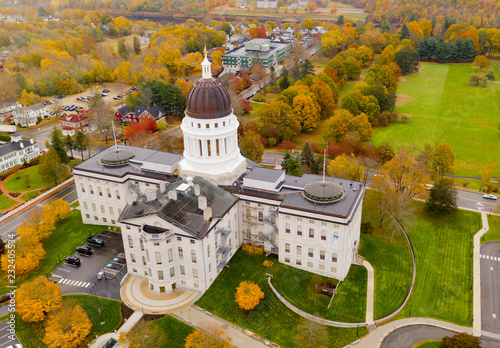 Capitol Building State House Augusta Maine Autumn Season Aerial photo