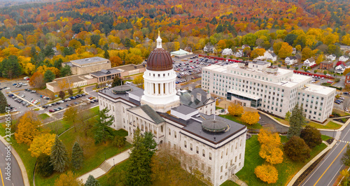 Capitol Building State House Augusta Maine Autumn Season Aerial photo